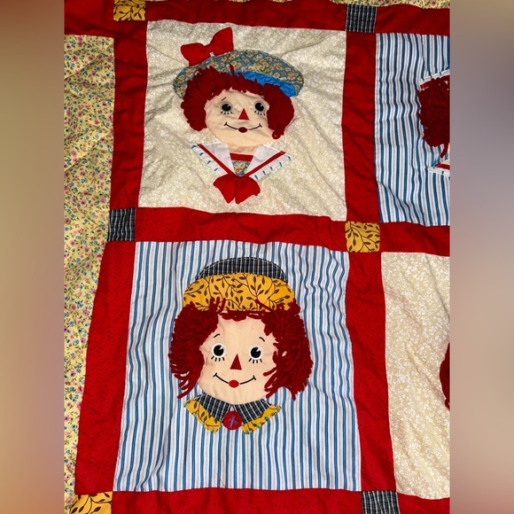 Vintage Applause Raggedy Ann & Andy Appliqué Quilt 46” X 54” Comforter Floral - Picture 5 of 10